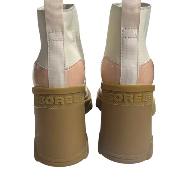 Sorel Brex Boot Front Zip Leather Ankle Boots White Pink Chunky Heel Lug Sole - Picture 3 of 9